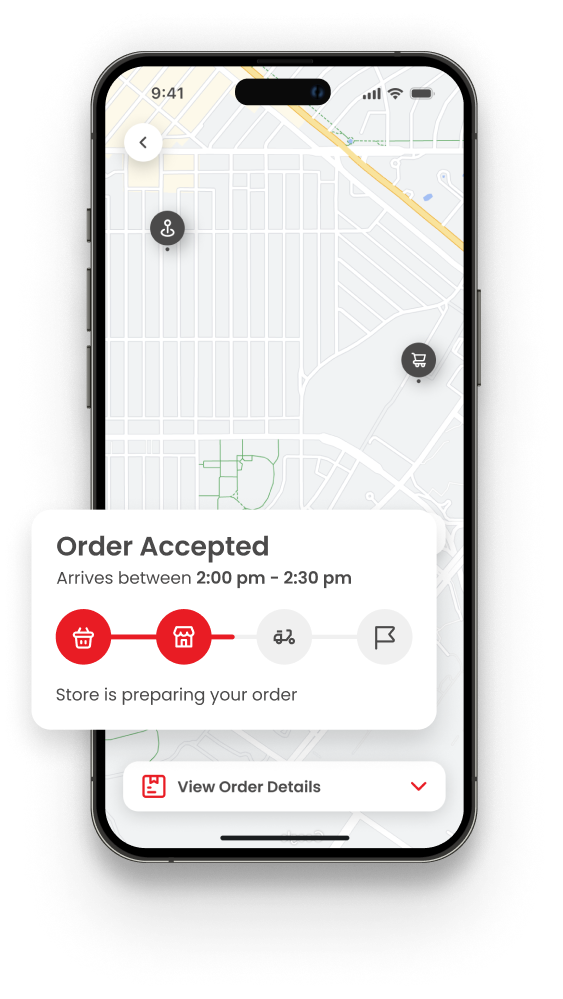 Order tracking in the app